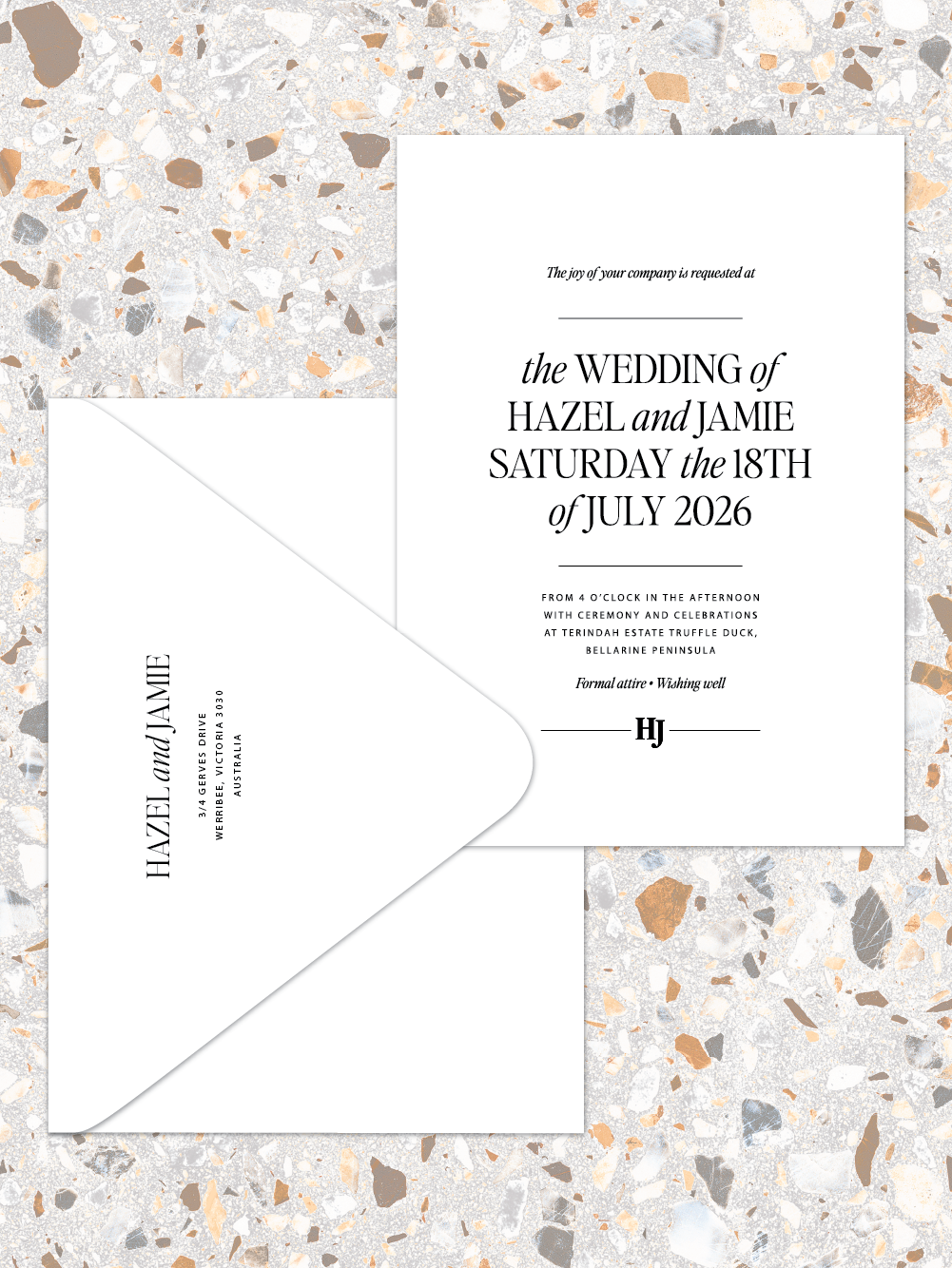 Hazel - Invitation and envelopes