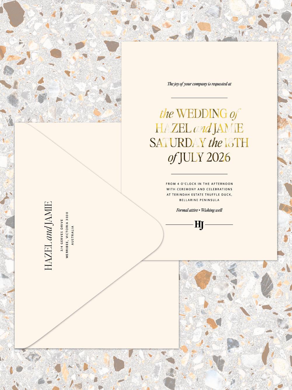 Hazel - Invitation and envelopes