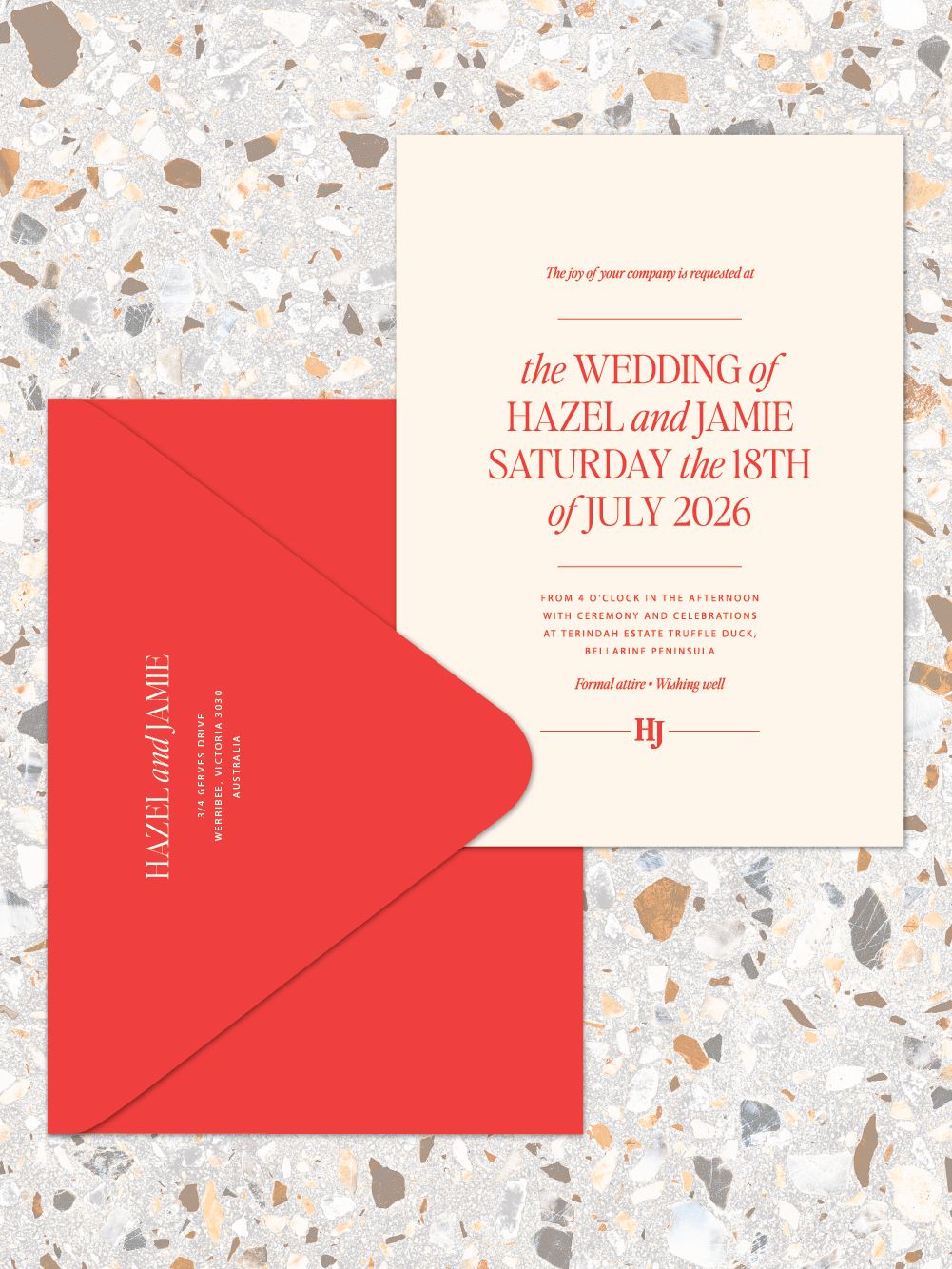 Hazel - Invitation and envelopes