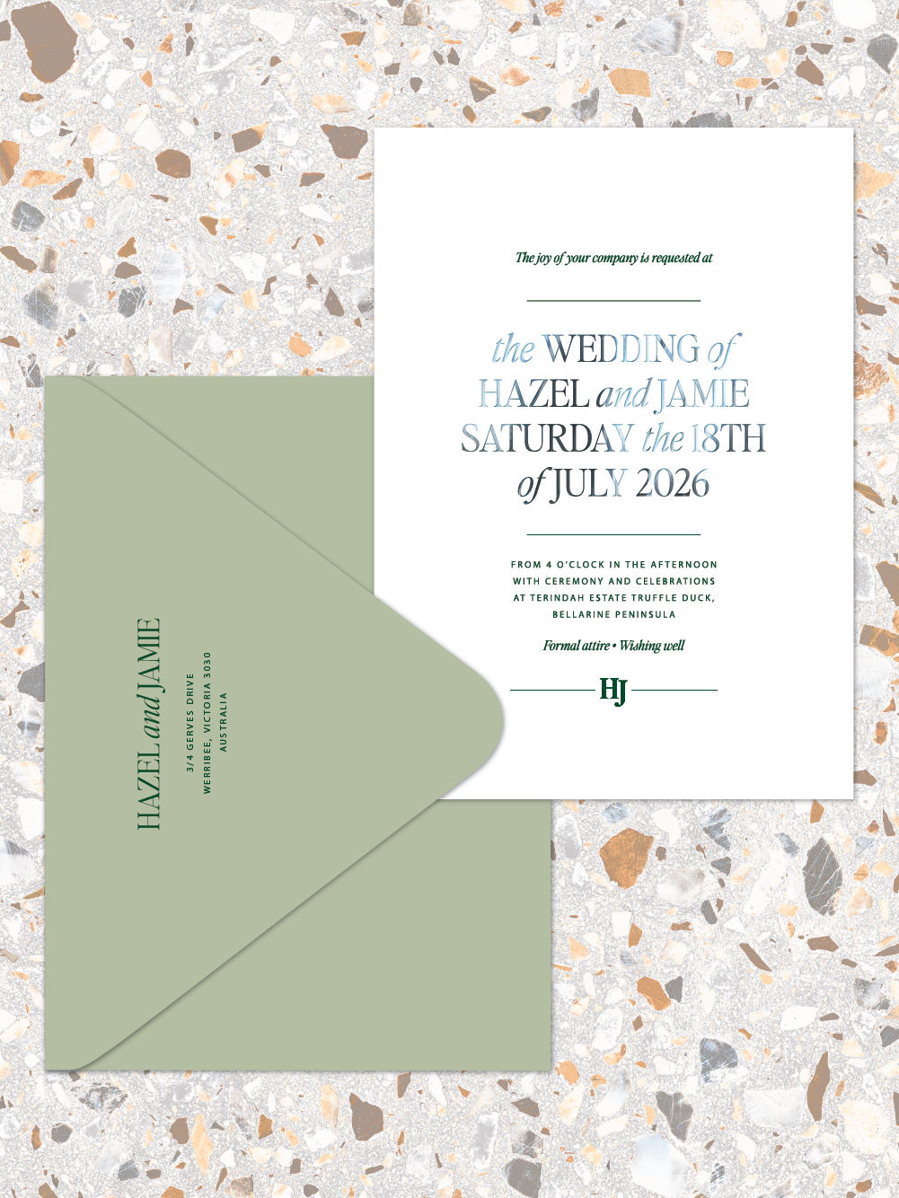 Hazel - Invitation and envelopes