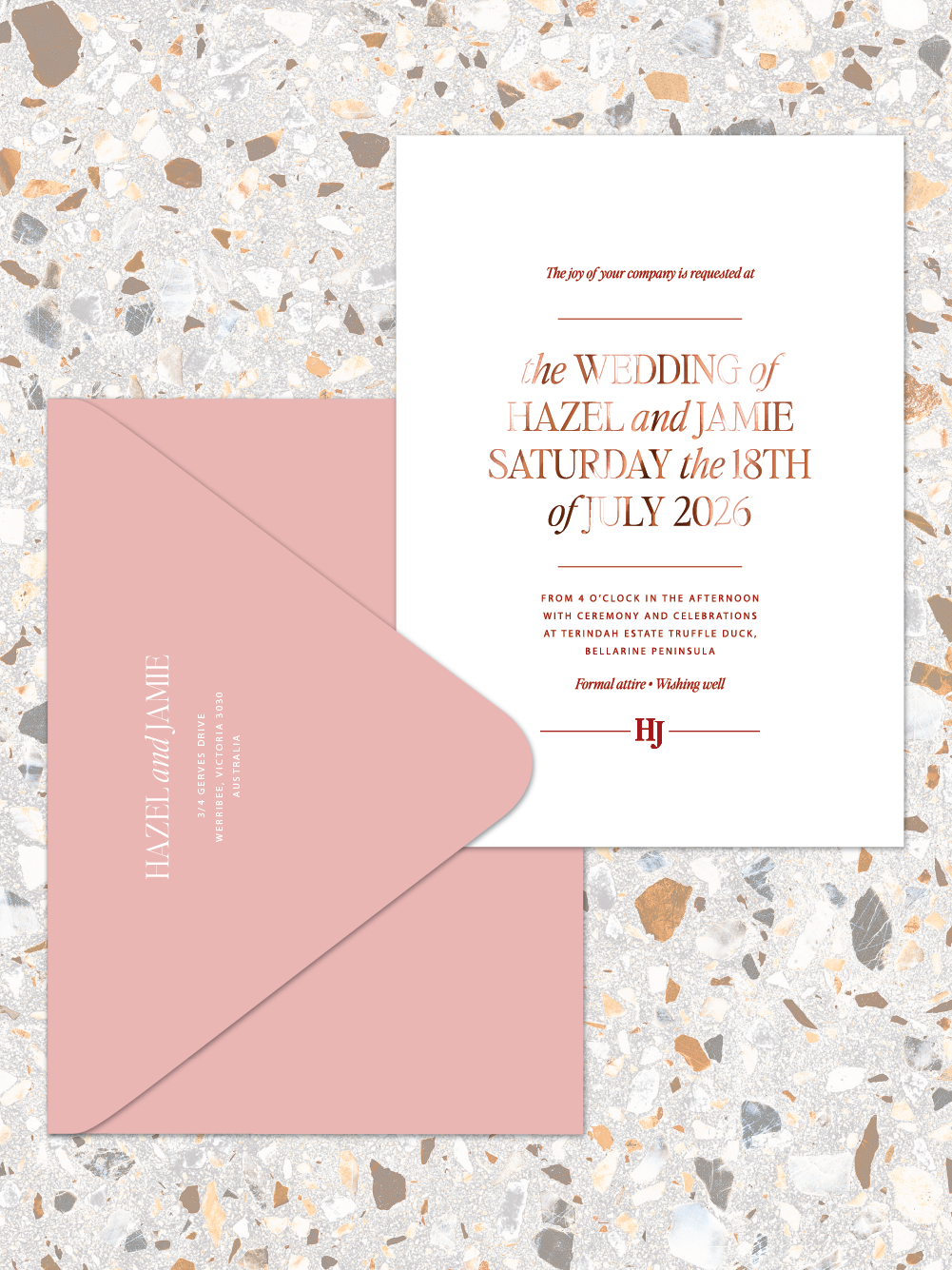 Hazel - Invitation and envelopes