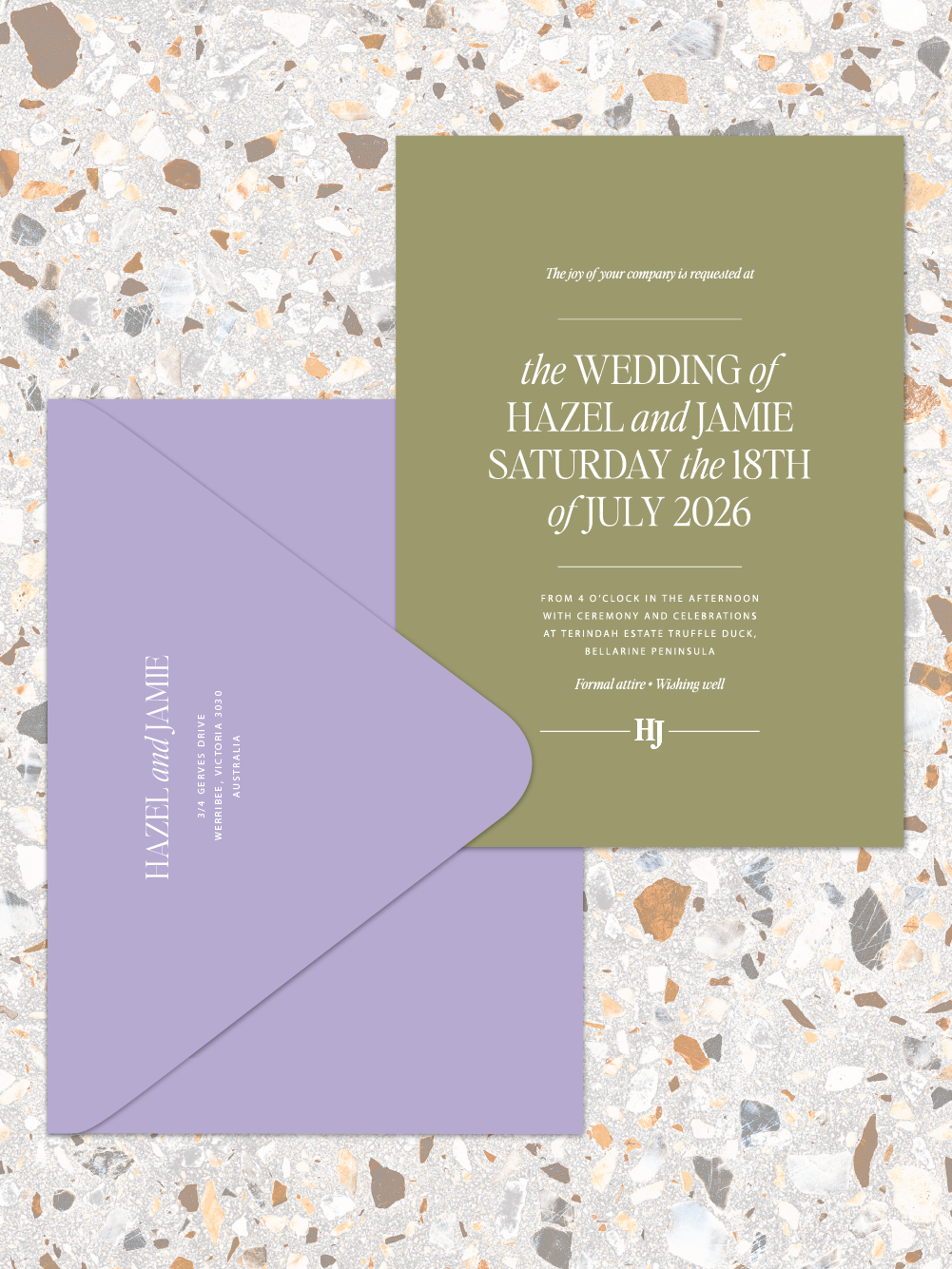 Hazel - Invitation and envelopes