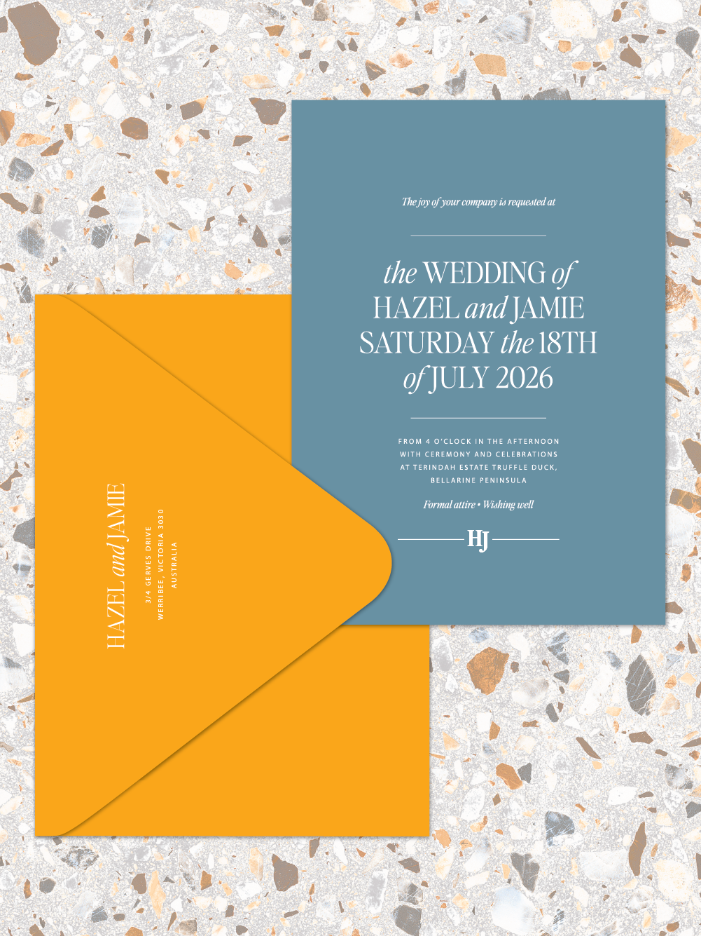 Hazel - Invitation and envelopes