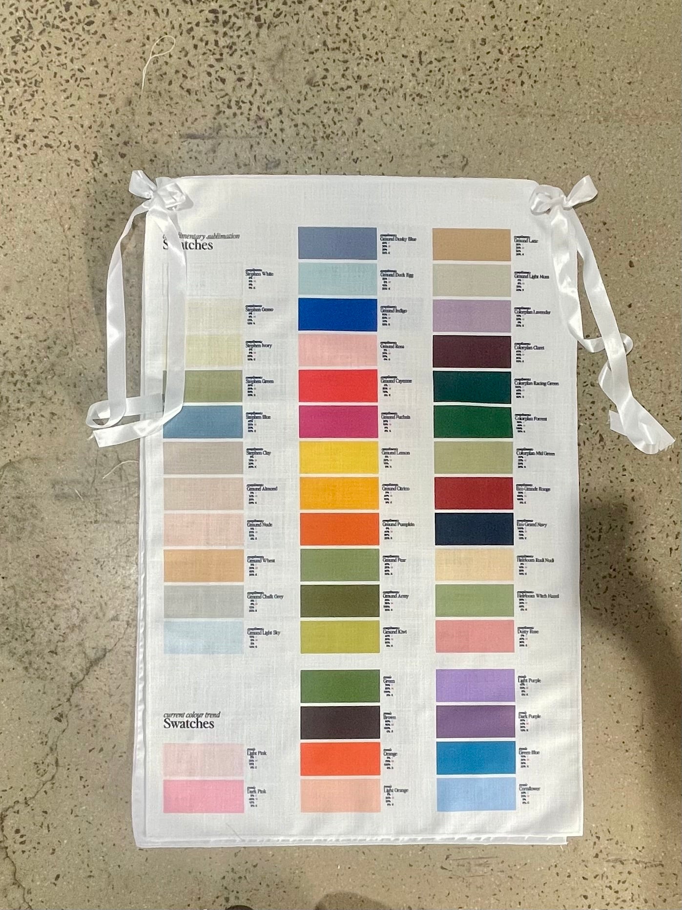 Printed Fabric Swatch Chart