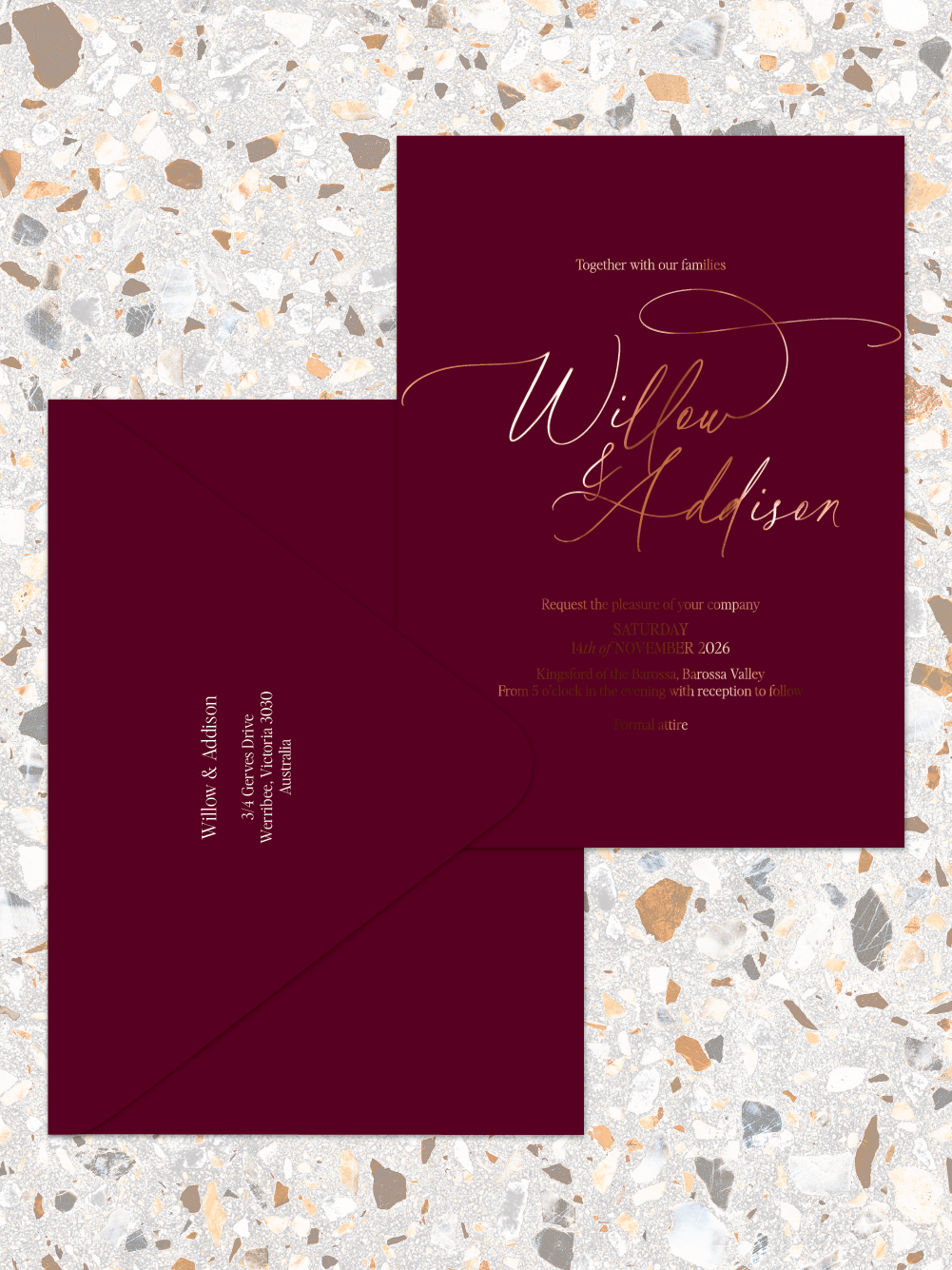 Willow - Invitations and envelopes