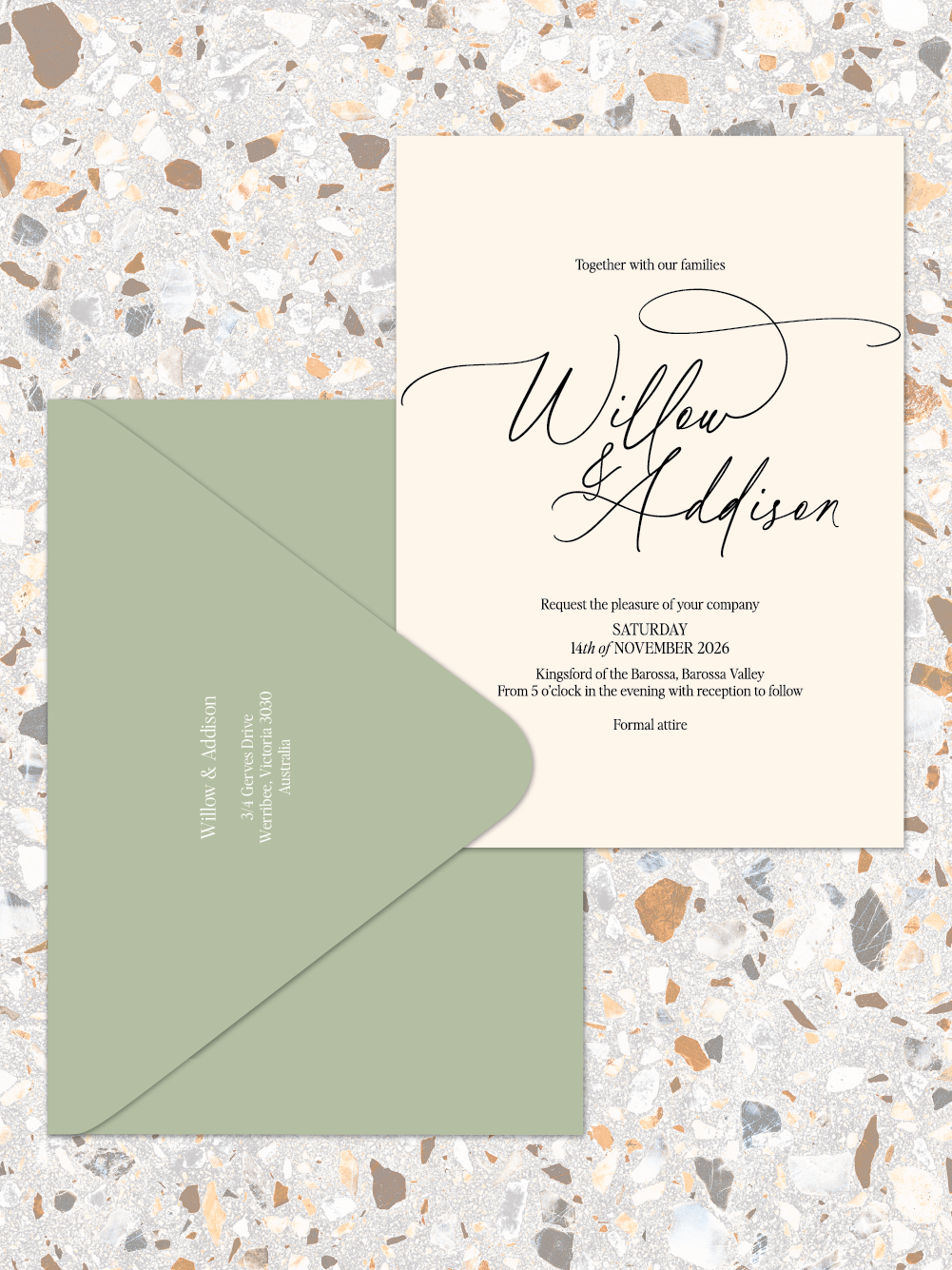 Willow - Invitations and envelopes
